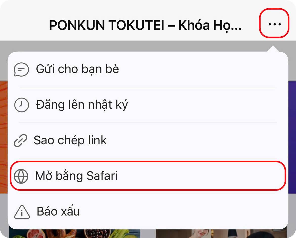 Hướng dẫn mở trên trình duyệt Safari